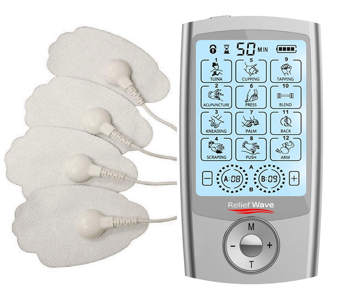 Electronic Pulse Massager Muscle Stimulator Tens Unit with 16 Modes and 8  Pads Back Lumbar Pain Relief Machine